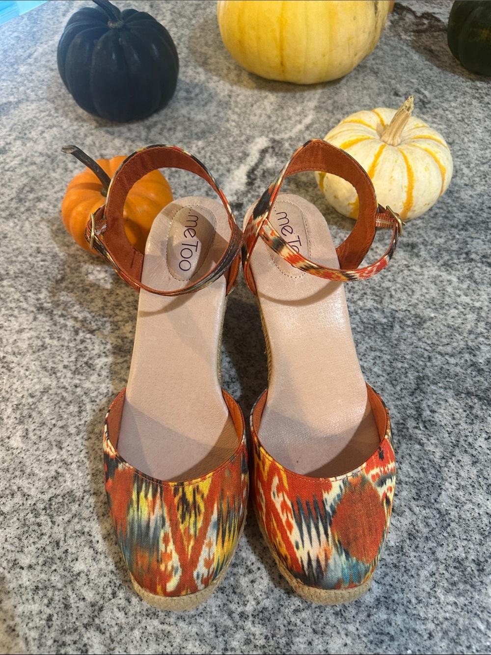 me too Multicolor espadrilles Print Ankle-Strap Wedge Sandals